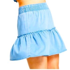 Bar III Chambray Tiered Mini Skirt Size Small